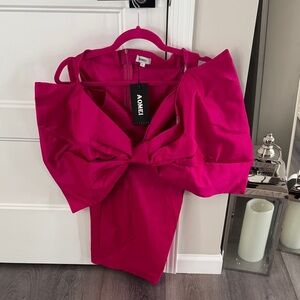 Vibrant Pink Dress with Bow Sleeves